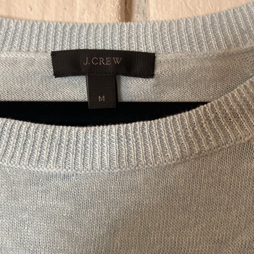 J. Crew baby‎ blue linen 3/4sleeve sweater medium - Picture 2 of 6